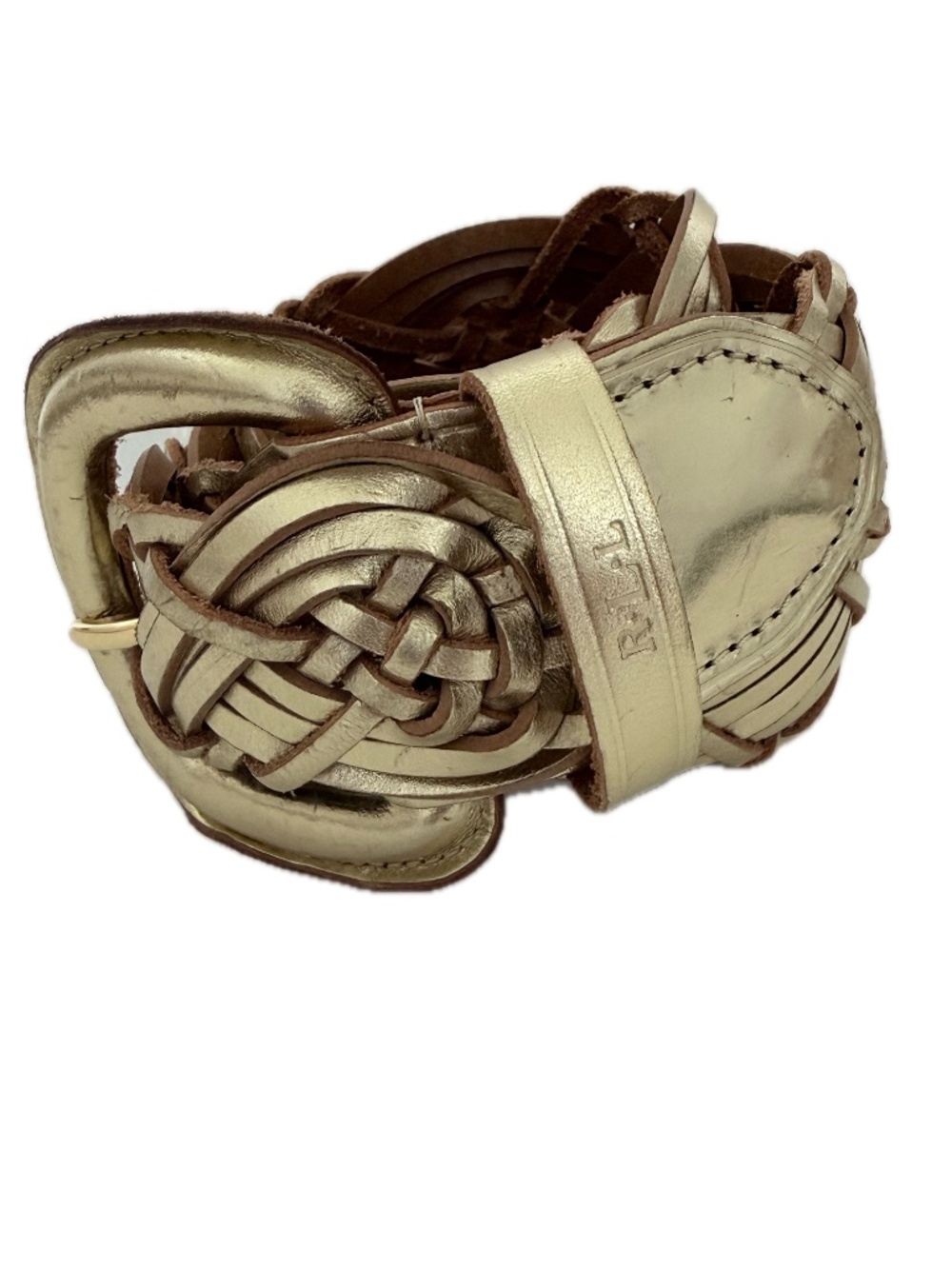 Ralph Lauren Genuine Leather Gold Braided Belt